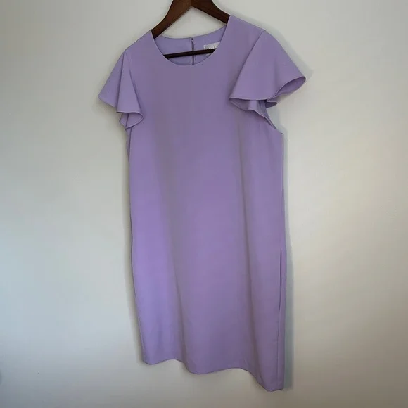 Milly Lavender Purple Flutter Sleeve Dress with Pockets - Picture 5 of 8